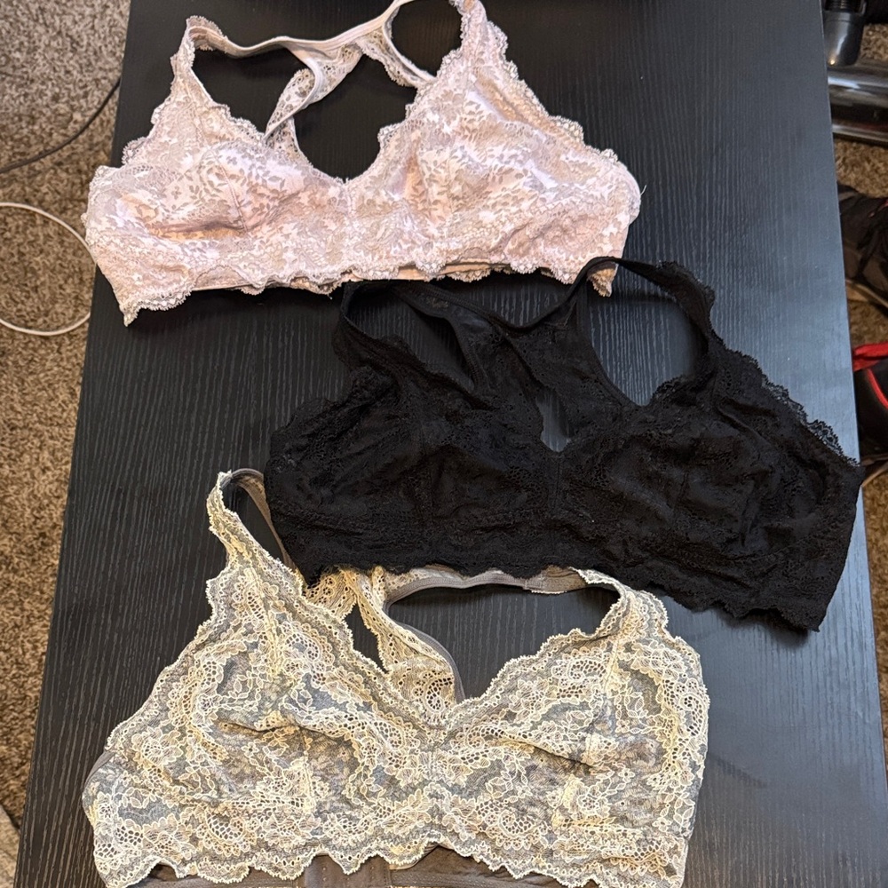 Felina // Lace Bralette Trio (L - Black, Blush, & Grey)